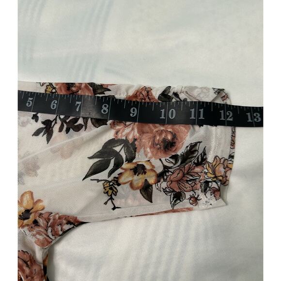 NWOT No Boundaries Mesh Floral Pull Over Top ¾ Sleeves Size XL-15/17 Juniors - Picture 9 of 11